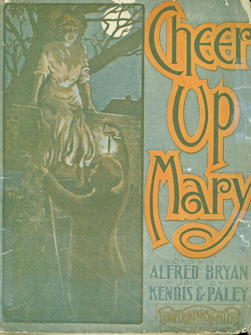 "CHEER UP MARY" ELOPING COUPLE ART- Alfred Bryan- Kendis/Paley 11x14 Music 1906